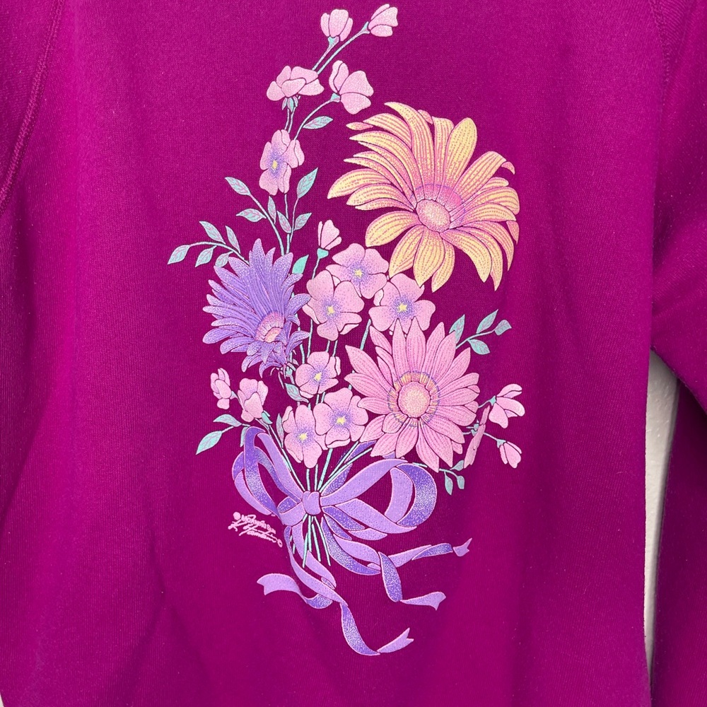 Vintage Morning Sun Purple Floral Sweater Large - Picture 2 of 5